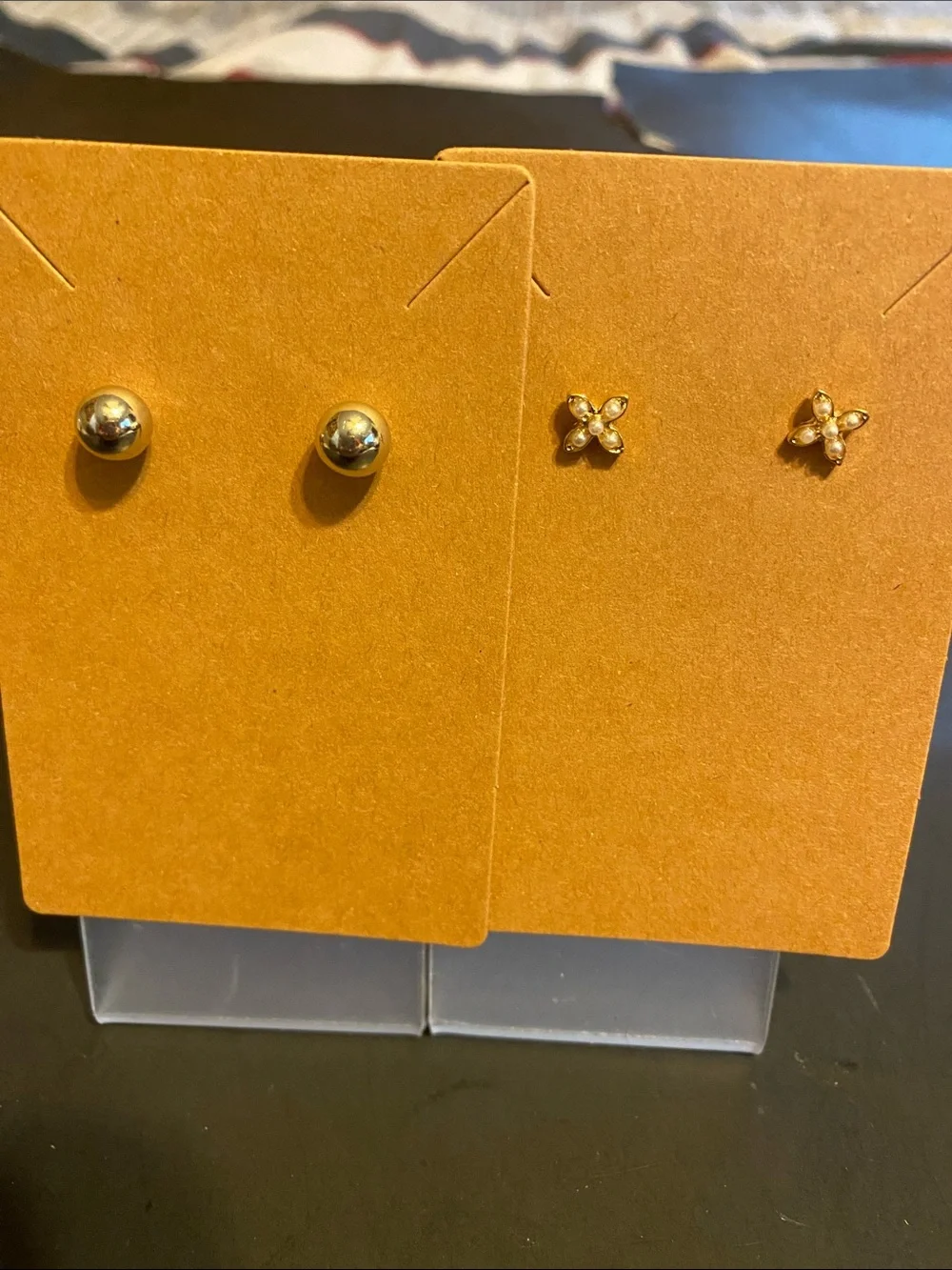 Gold and Silver Stud Earring Set - 2 Pairs